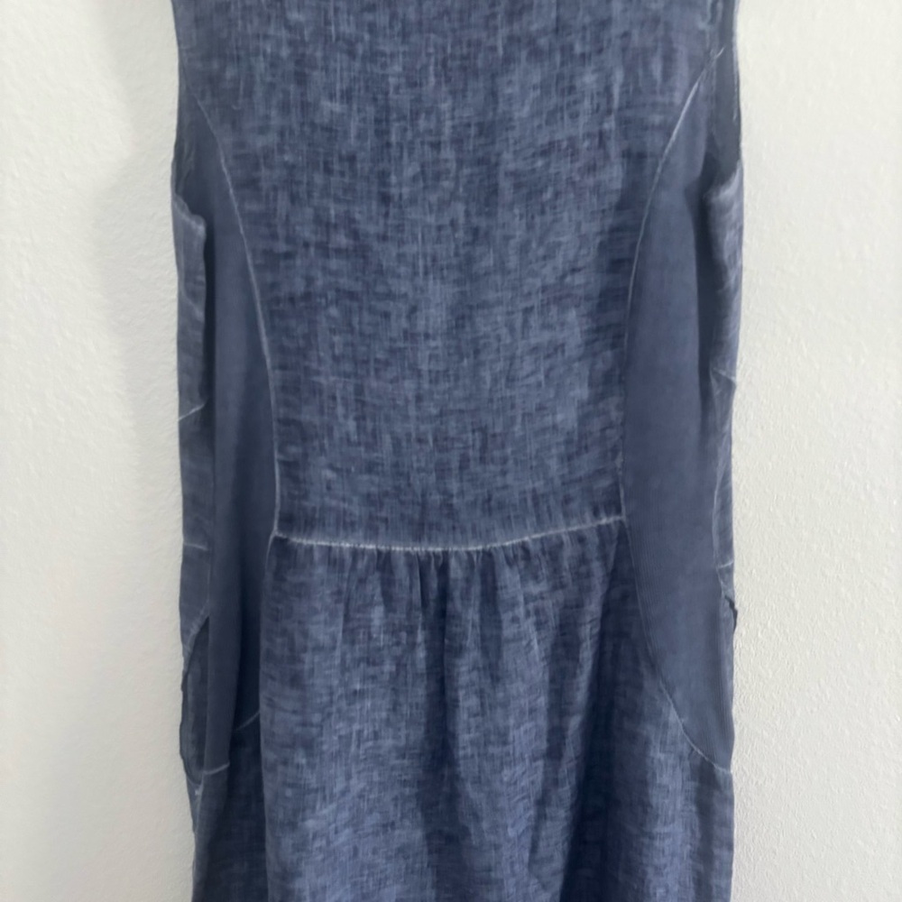 100% Linen Made in Italy Midi Sleeveless Blue Linen Shift Dress Sz M Unbranded - Picture 6 of 11